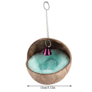 Natural Coconut Shell Bird Nest House Bed with Warm Pad for Parrot Parakeet Hamster Rat Mice Chinchilla Cage Toy Nesting Box