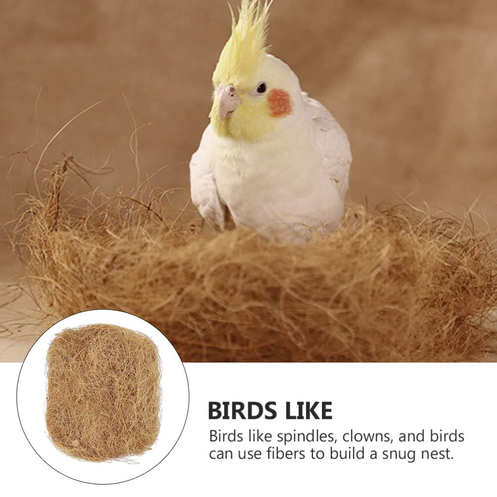 POPETPOP Coconut Fiber for Birds, Nesting Box Pads Chicken Nesting Pads Natural Coconut Fiber Nest Lining Material for Small Birds and Animals for Nest Building Bedding Hideouts 500g