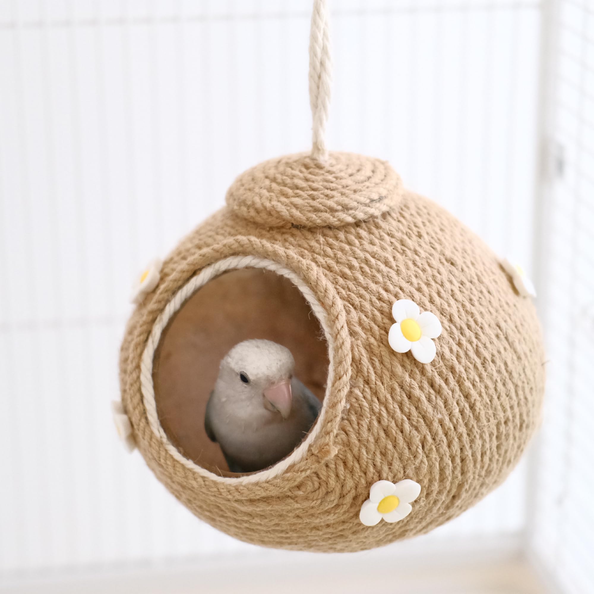 SENDYLAI Bird Nest Birdhouse Coconut Bird Nest Parrot Toys Parrot Nest Bird Bed for Cage for Lovebirds Hamsters Squirrels