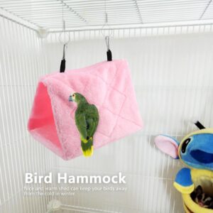 Haosie Warm Bird Nest House, Bird Bed for Cage, Plush Parrot Hanging Hammock Shed Hut Cage for Parakeet Cockatiel Lovebird Cockatoo(S-Pink)