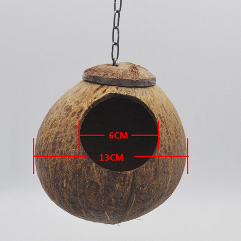 UEETEK Nest for Parakeets Coconut Bird House Bird Nest Coconut Shell Nest Bamboo Small Pet Long Tail