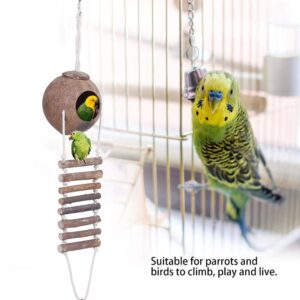 TOPINCN Coconut Shell Bird Nest Breeding Nest Pet Parrot Hideaway House with Rope Ladder for Bird and Small Animal Toy 2 Sizes (#2)