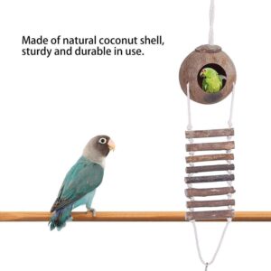 TOPINCN Coconut Shell Bird Nest Breeding Nest Pet Parrot Hideaway House with Rope Ladder for Bird and Small Animal Toy 2 Sizes (#2)