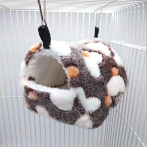 RONGXG Fluffy Warm Bird Nest House Winter Parrot Hanging Hammock Cage Tent Plush Hut Hideaway Cute Guinea Pig Hamster Cave Small Animal Sleeping Bed for Gerbil Parakeet Squirrel Hedgehog, Medium