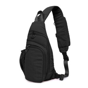 ododos crossbody sling bag with adjustable straps small backpack lightweight daypack for casual hiking outdoor travel, black