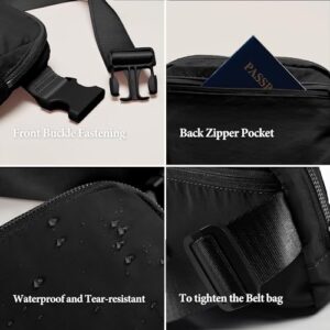 YOSHUYUKI Fanny Pack Crossbody Bag Trendy Waterproof Small Sling Cross Body Purse for Women Men Fashion Waist Packs Mini Belt Pouch Chest Bum Hip Lulu Dupes Travel Vacation Running Black