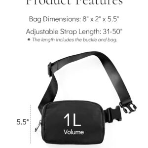 YOSHUYUKI Fanny Pack Crossbody Bag Trendy Waterproof Small Sling Cross Body Purse for Women Men Fashion Waist Packs Mini Belt Pouch Chest Bum Hip Lulu Dupes Travel Vacation Running Black