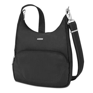 travelon anti-theft classic essential messenger bag, black, one size, 9.75 x 10 x 2.5