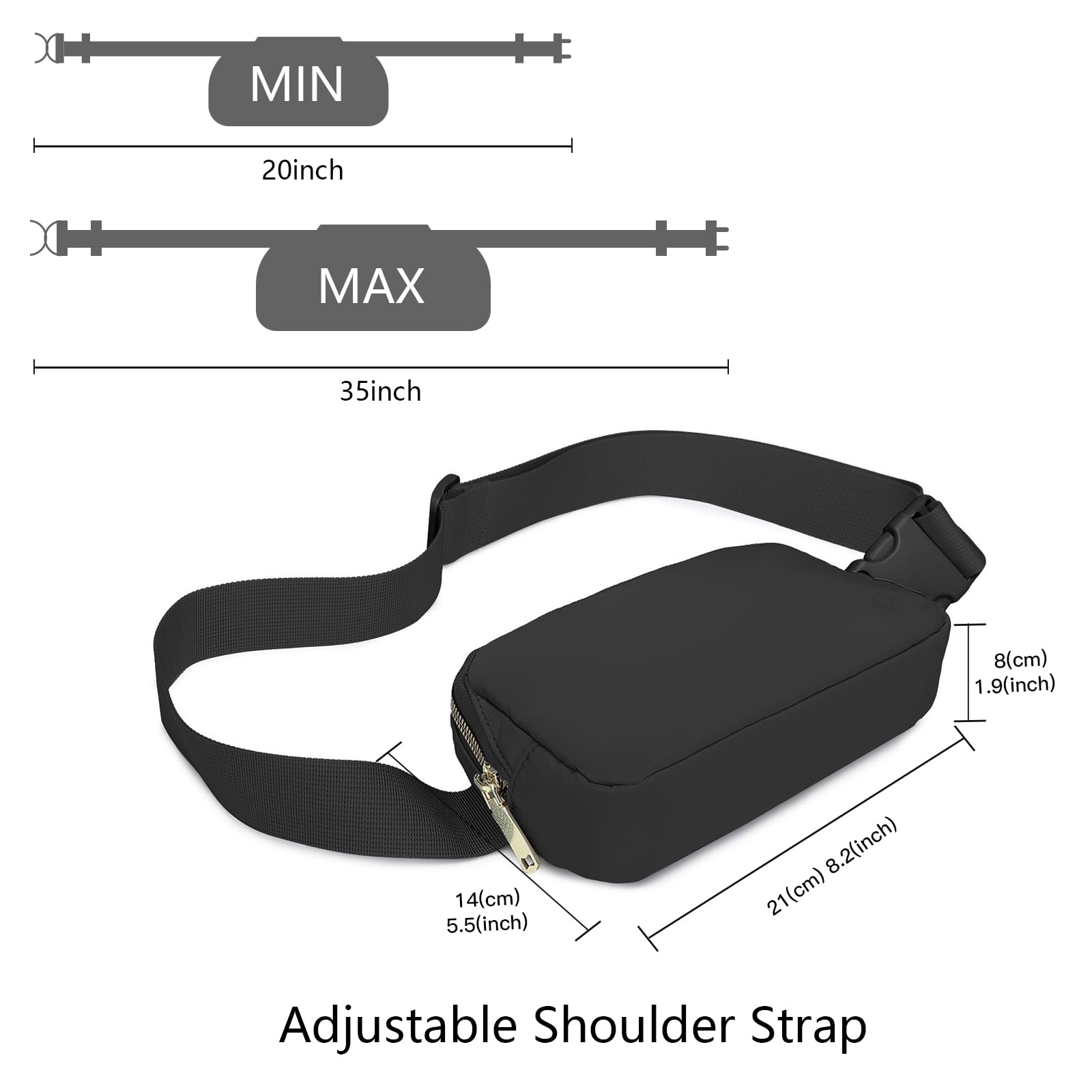 MISS LULU Unisex Mini Belt Bag with Adjustable Strap Small Waist Pouch for Workout Running Traveling Hiking (Black)