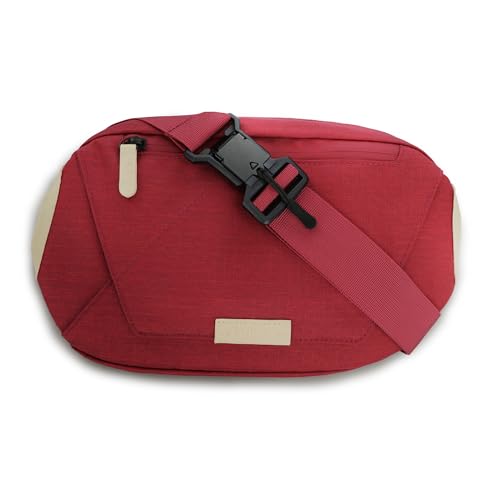 Hunterson Sling Bag for men and women, trendy crossbody bag to travel or as festival bag, multifunctional and spacious, water resistant bag, dark red