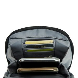 Travelon Anti-theft Metro Stadium Mini Crossbody Cross Body Bag, Black, 4.5" x 7.25" x 1"