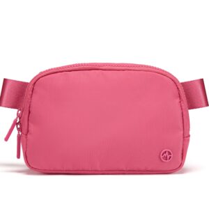 pander two way zipper fanny pack nylon everywhere belt bag for women, water repellent waist packs, crossbody bags with adjustable strap (hot pink).