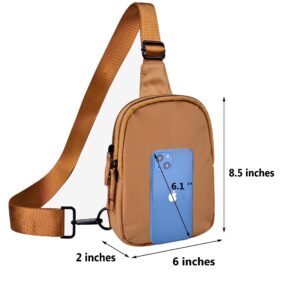 COZYOFFI Sling Bag for Women Men Small Waterproof Crossbody Chest Bag (Brown)