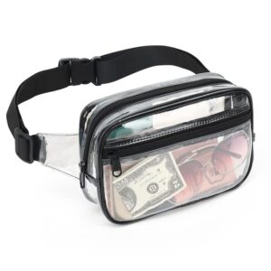 Clear Fanny Pack,Clear Fanny Pack Stadium Approved For Women Men,Clear Belt Bag,Waterproof Clear Waist Bag With Adjustable Strap,Crossbody Bag Waist Pack for Sports,Travel,Beach,Events,Concerts