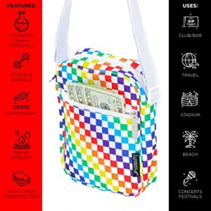 Fydelity Rainbow Checkered Small Crossbody Bag for Women, Sling Bag Festival Crossbody Bag for Men, Womens Sling Side Shoulder Bag, Crossbody Bags Festival Bag Concert Cross Body Bag Purse Gay Pride