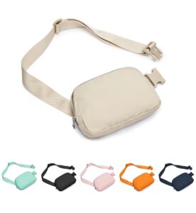 origiwish fanny packs for women men mini belt bag waist pack with adjustable strap for running travel casual hiking cycling (beige)