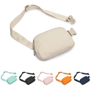 Origiwish Fanny Packs for Women Men Mini Belt Bag Waist Pack with Adjustable Strap for Running Travel Casual Hiking Cycling (Beige)