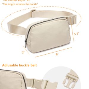 Origiwish Fanny Packs for Women Men Mini Belt Bag Waist Pack with Adjustable Strap for Running Travel Casual Hiking Cycling (Beige)