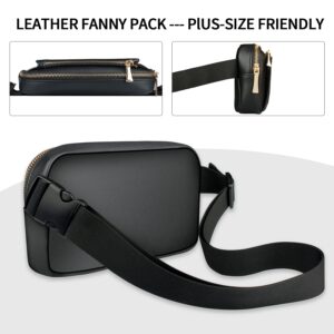 Fanny Packs for Women Fashion Leather Fanny Pack for Men Girls Boys, Plus Size Waist Pack Belt Bag with Adjustable Strap Waterproof Cute Bum Hip Bags for Travel Disney Hiking Running Cycling Shopping