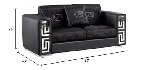 American Eagle Furniture AE223 Black Color with Faux Leather and Fabric Loveseat