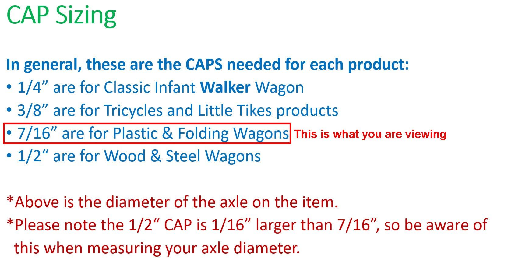 Quadrapoint Hub Cap compatible with Popular Red Wagon Brand Plastic & Folding Wagons 7/16" RED (NOT for Wood or Steel Wagons) (red)