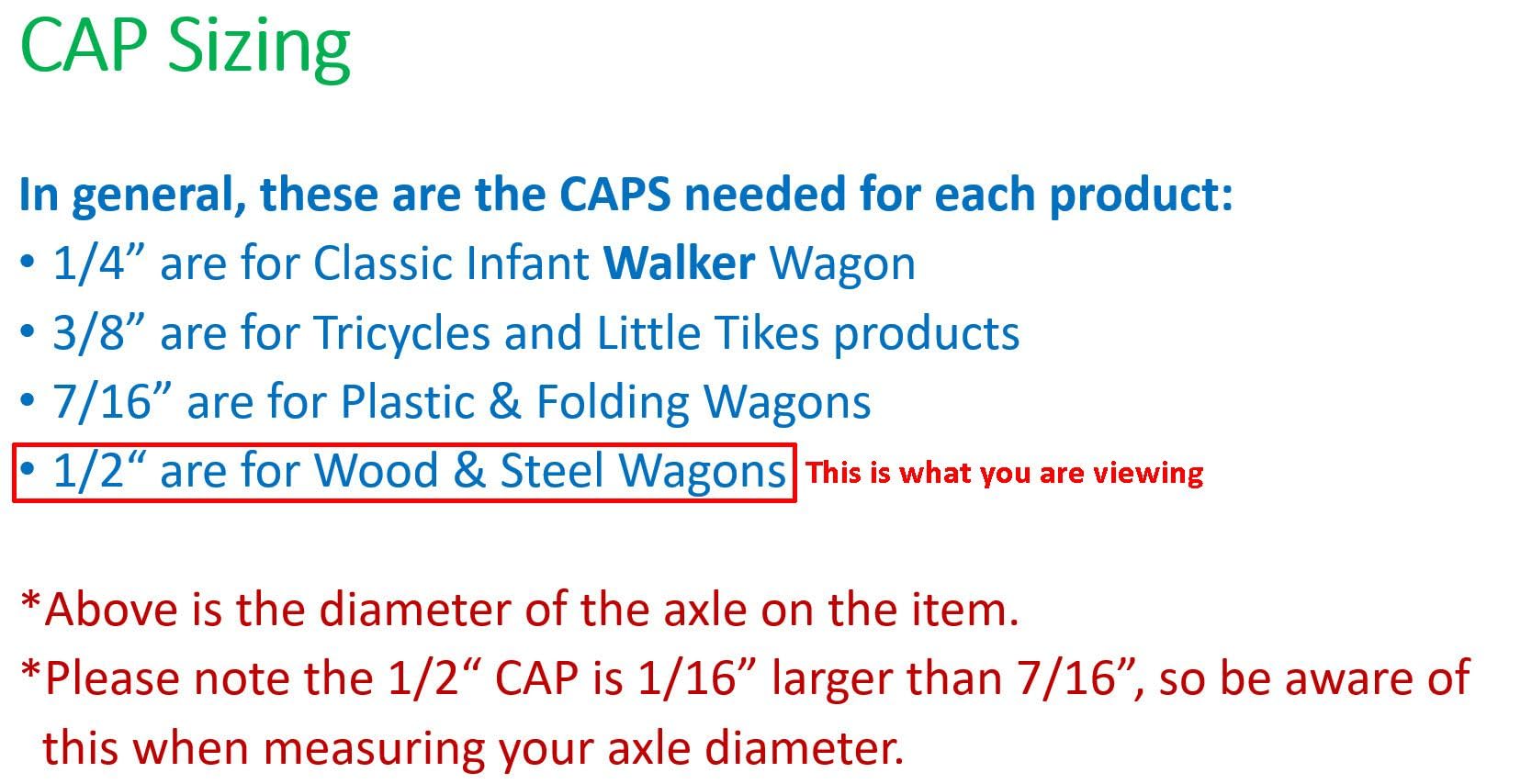 Quadrapoint Hub Cap Replacement compatible with Popular Red Wagon Brand, Steel & Wood Wagons 1/2" NEW BLACK (NOT for Plastic or Folding or little wagons model W5, please read product description)