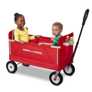 radio flyer all-terrain 3-in-1 ez folding wagon for kids and cargo, red