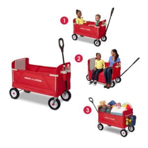 Radio Flyer All-Terrain 3-in-1 EZ Folding Wagon for kids and cargo, Red