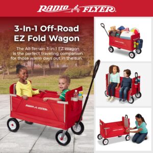 Radio Flyer All-Terrain 3-in-1 EZ Folding Wagon for kids and cargo, Red