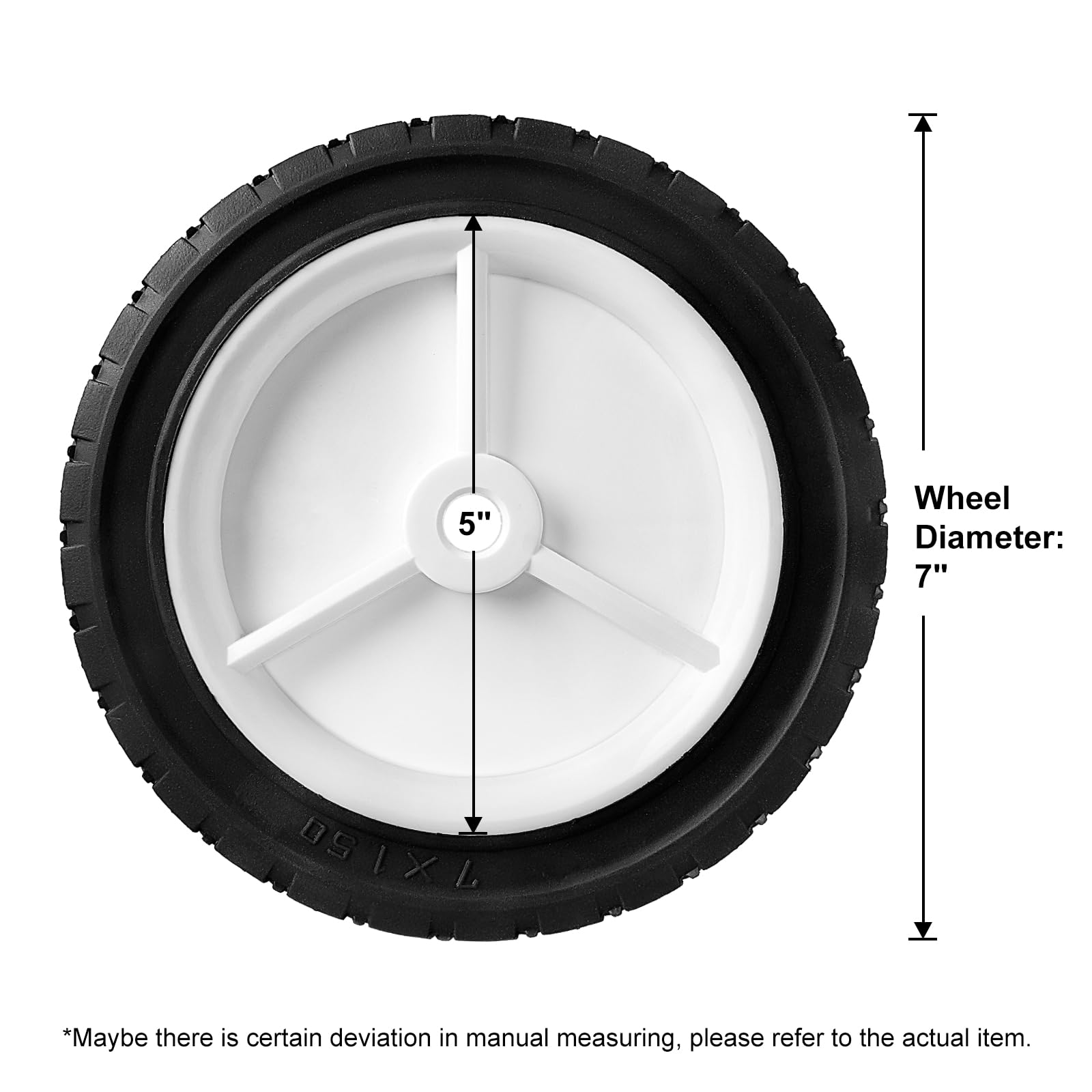 budrash 7 Inch Wheels Replaces for Oregon 72-107, 2 Pack Universal Wheels Tires Compatible with Craftsman JD Lawnmower Edger, BBQ Grills, Radio Flyer Wagon, Hand Truck, Utility Cart, Snowblower