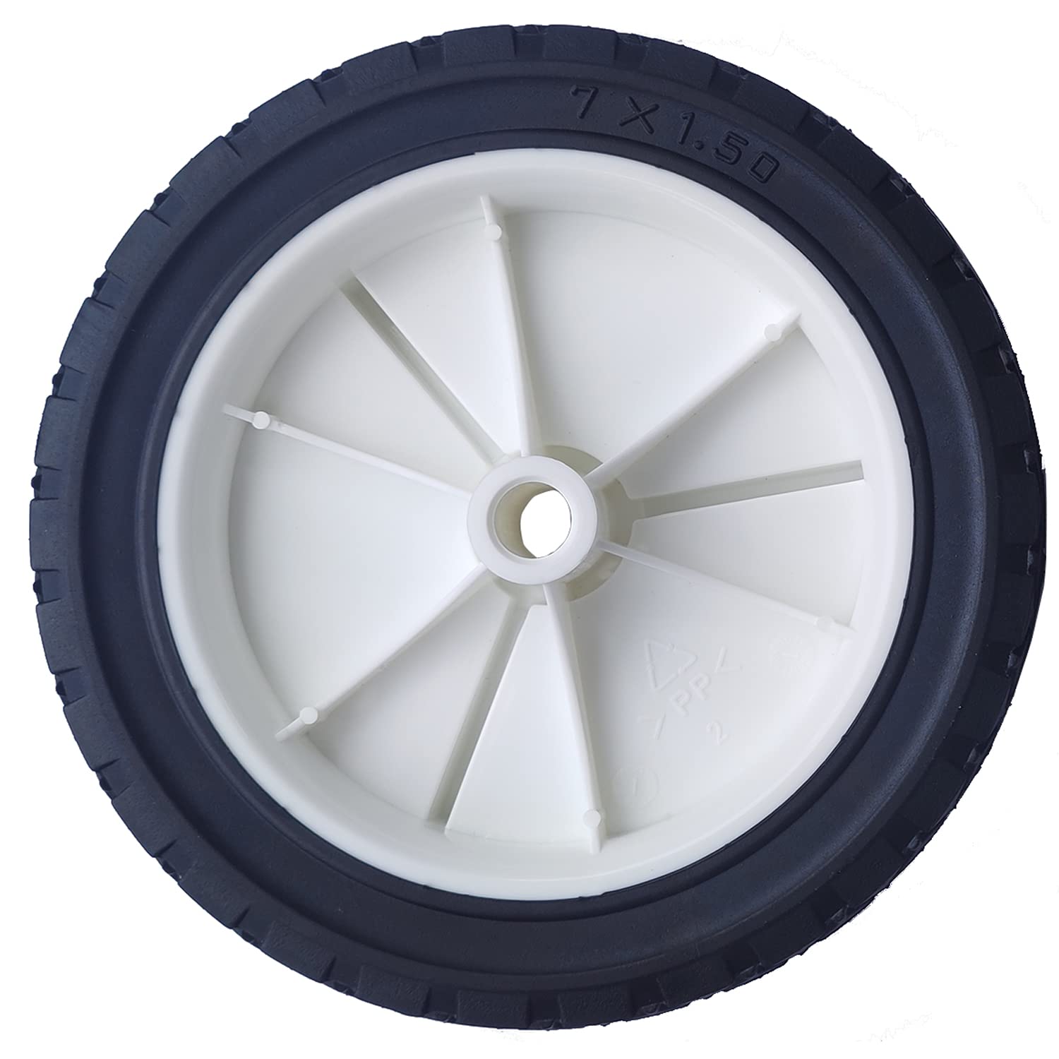 Zweipappel Pair of Wheels Universal Replacement for Lawn Mower and Carts, 7x1.50 Rubber Wheels Width:1.26-Inch/32mm