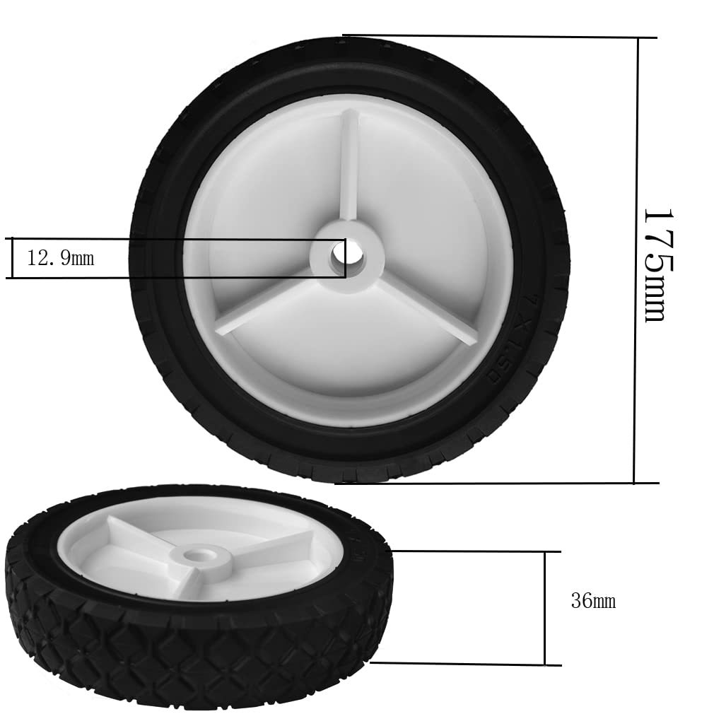 Zweipappel Pair of Wheels Universal Replacement for Lawn Mower and Carts, 7x1.50 Rubber Wheels Width:1.26-Inch/32mm