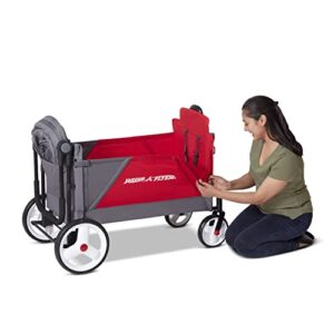 Radio Flyer Discovery Stroll 'N Wagon with Canopies, Folding Wagon with Single Recline Seat, for 1+ Years