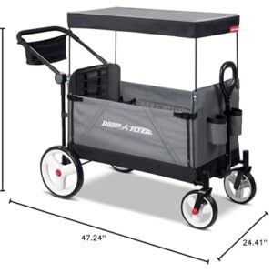 Radio Flyer City Luxe Stroll ‘N Wagon, Grey with Parent Caddy and Internal Storage Pockets, for 1+ Years