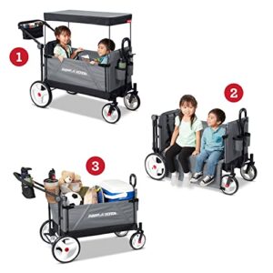 Radio Flyer City Luxe Stroll ‘N Wagon, Grey with Parent Caddy and Internal Storage Pockets, for 1+ Years