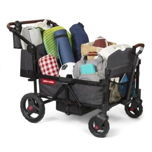 Radio Flyer Voya Stroller Wagon, 4 Seater Wagon Stroller for Kids with Low Sides, Baby Stroller Wagon, Quad Stroller