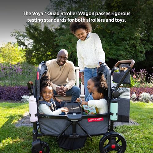 Radio Flyer Voya Stroller Wagon, 4 Seater Wagon Stroller for Kids with Low Sides, Baby Stroller Wagon, Quad Stroller