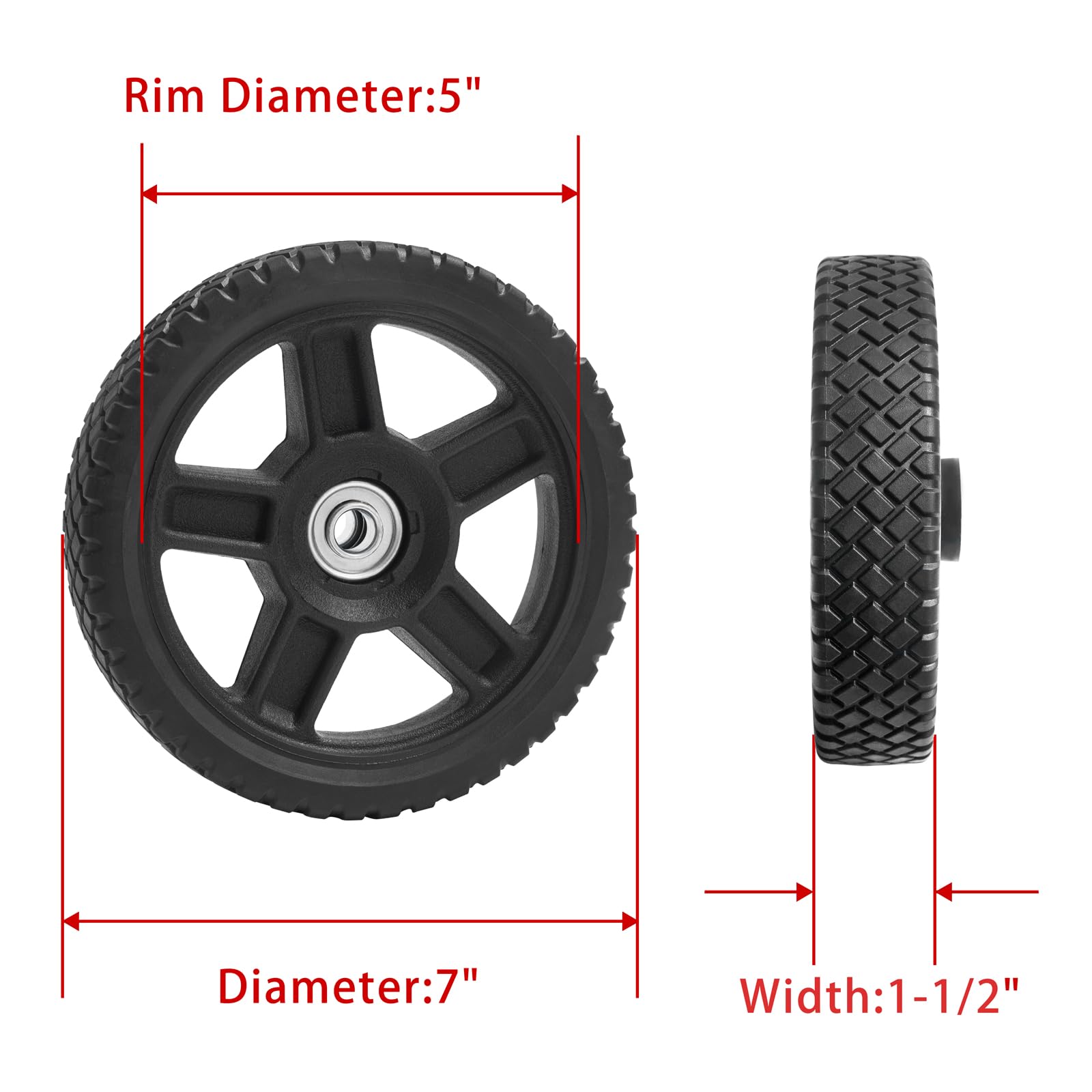 Parts Camp Lawn Mower Wheel kits 7 inch Wheels for Push Mower(Set of 2)