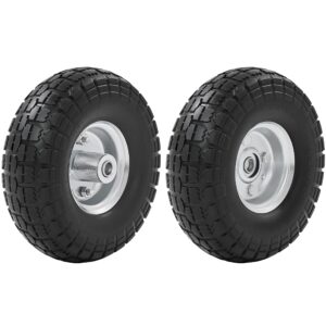 Yaheetech 10in Solid Wheelbarrow Tires 4.10/3.50-4 Sack Truck Cart Wheel Bearings for Wagon/Lawn/Garden/Beach/Trolley/Snowblower/Generator/Hand Cart 2PCS