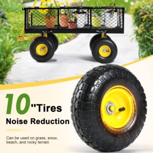 Rengue Heavy Duty Garden Cart, 900 lbs Large Capacity Steel Garden Cart, Utility Wagon Cart with Removable Sides and Rotating Handle, Outdoor Utility Wagon Suitable for Garden, Farm, Yard