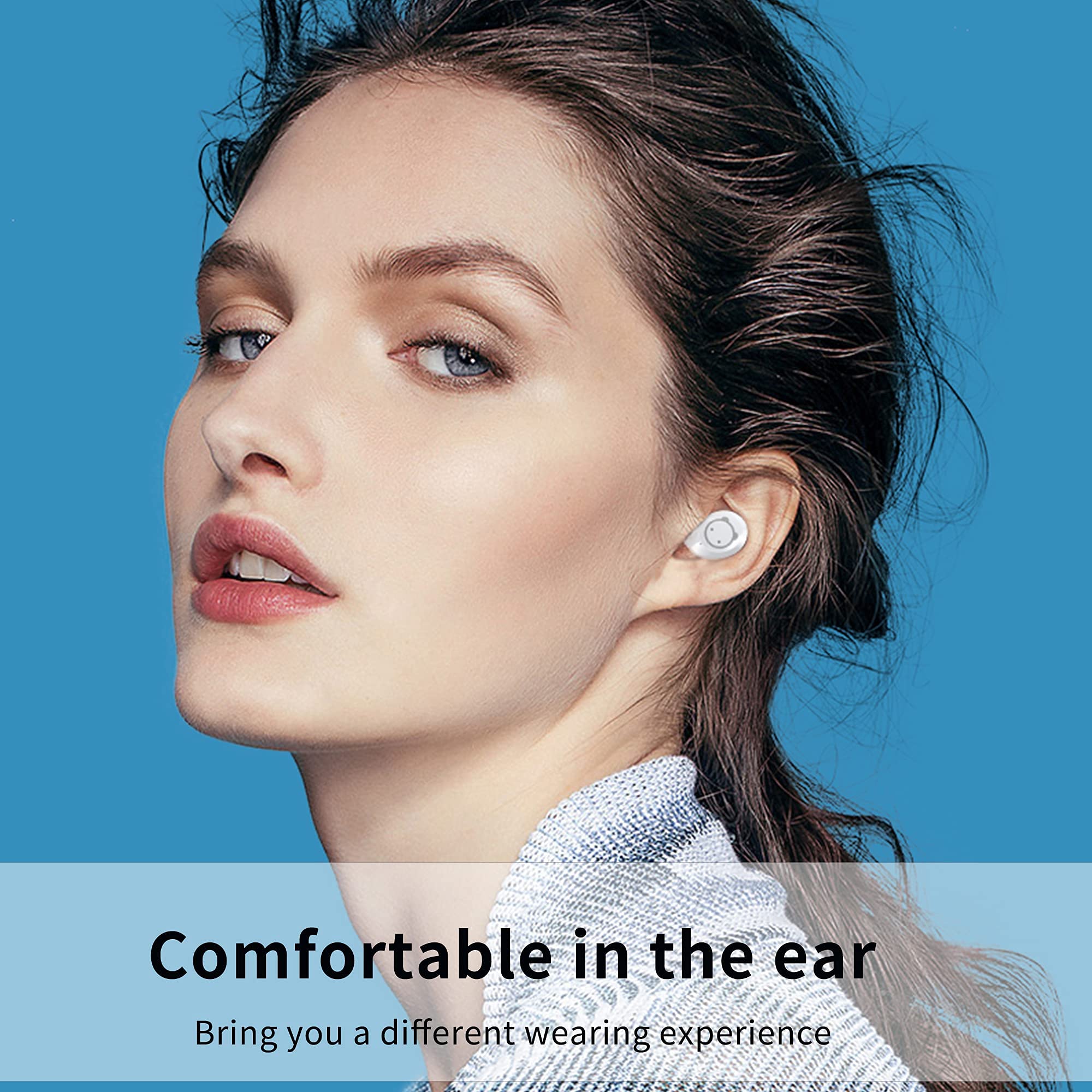 AMAFACE Wireless Earbuds,Bluetooth 5.0 in Ear Headphones with Microphone Lightweight,Noise Cancellation,3D Surround Stereo Earphones for Girl Gift,Long Life Portable Mini Charging Case