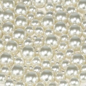 cusmation 150 pcs floating vase filler pearl and 800 pcs clear water beads for vases, cream pearls for vases no hole cream pearl beads cream vase filler table scatter wedding birthday party 8/14/20 mm