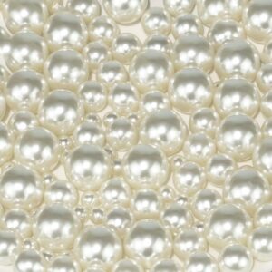 Cusmation 150 Pcs Floating Vase Filler Pearl and 800 Pcs Clear Water Beads for Vases, Cream Pearls for Vases No Hole Cream Pearl Beads Cream Vase Filler Table Scatter Wedding Birthday Party 8/14/20 mm