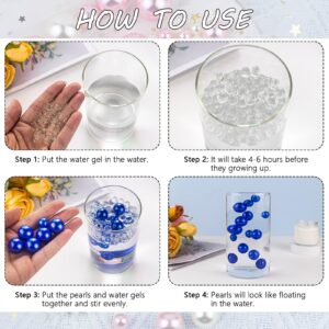 Cusmation 150 Pcs Floating Vase Filler Pearl and 800 Pcs Clear Water Beads for Vases, Cream Pearls for Vases No Hole Cream Pearl Beads Cream Vase Filler Table Scatter Wedding Birthday Party 8/14/20 mm