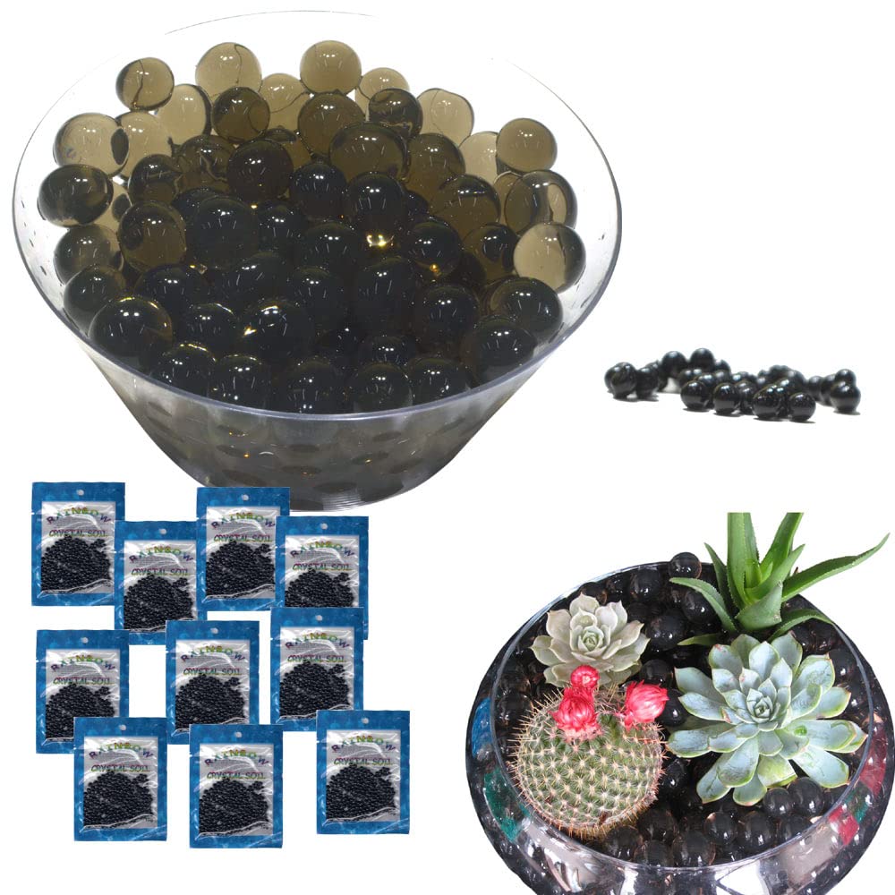 Water Beads for Vases Black 10x10g Bag Black Water Beads for Plants Non Toxic Black Wedding Decor Vase Filler Soak Water Gel Beads 8hrs In Water Makes 5 Gallon of 1/2" to 3/4" Black Water Balls Beads