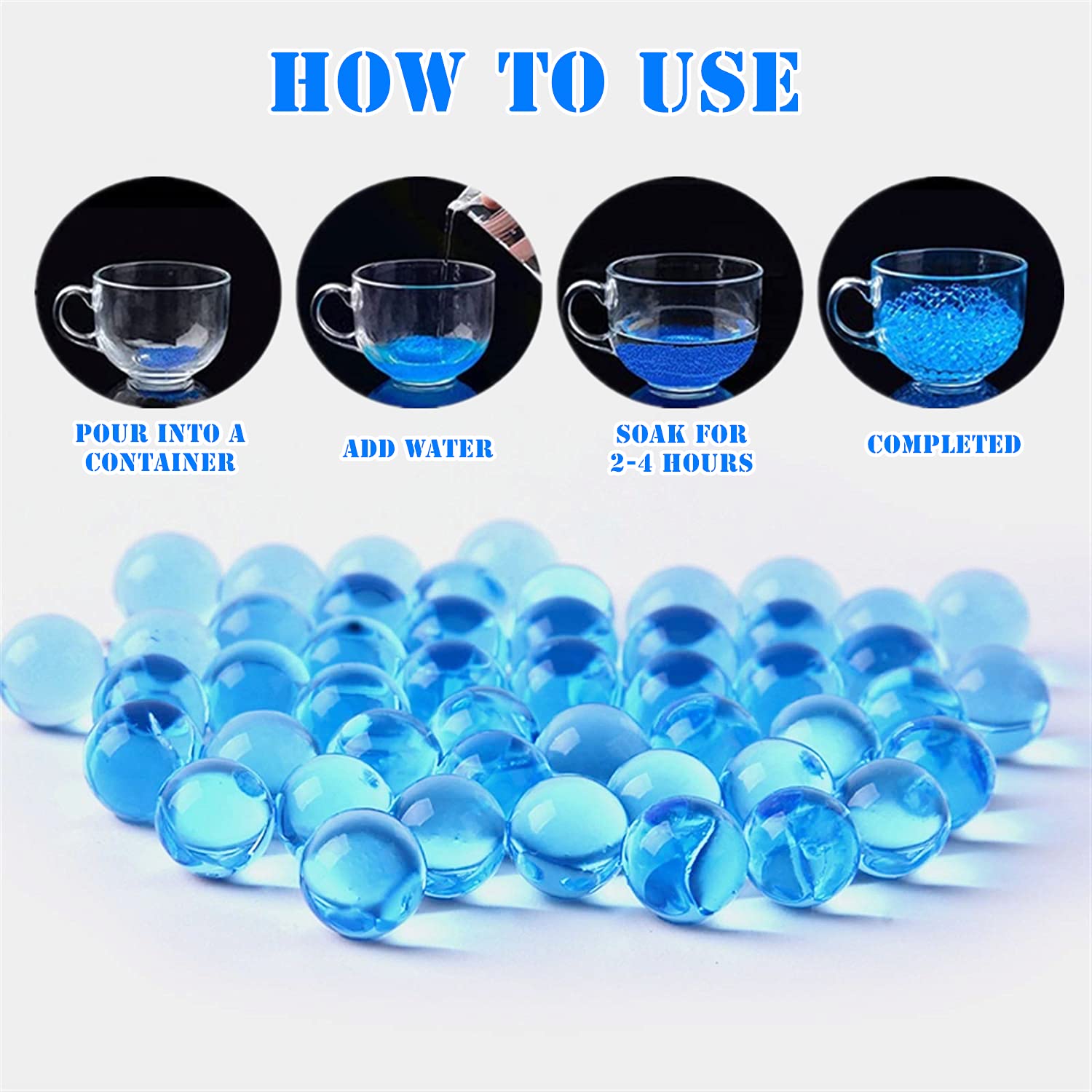 TANSAR Gel Ball Blaster Ammo Refill (7-8 mm,6 pack,10000 Pieces Per Pack), Gel Splat Bullets, Compatible with Gel Ball Blaster, Blue Colour, for Ages 14+