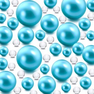 240Pieces Floating NO Hole Pearls Beads for Vases and 2300PCS Water Beads,Highlight Pearls Bead Vase Filler,Floating Candle Making,Centerpiece for Vase Party Table Wedding 8/14/20mm(Light Blue)