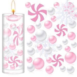 glbyunn pink pearls vase filler beads clear water gel floating pearls for vase filler table centerpieces valentine's day party decoration (white, pink)