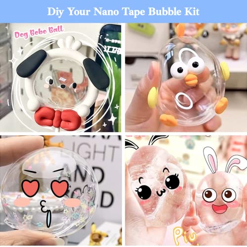 Nano Tape Bubble Kit, Nano Double Sided Adhesive Tape Bubbles, Handmade DIY Nano Stress Balls Kit for Boys and Girls Party Favors and Kids Craft Fidget Toys Set 2PCS (2"&1.2")