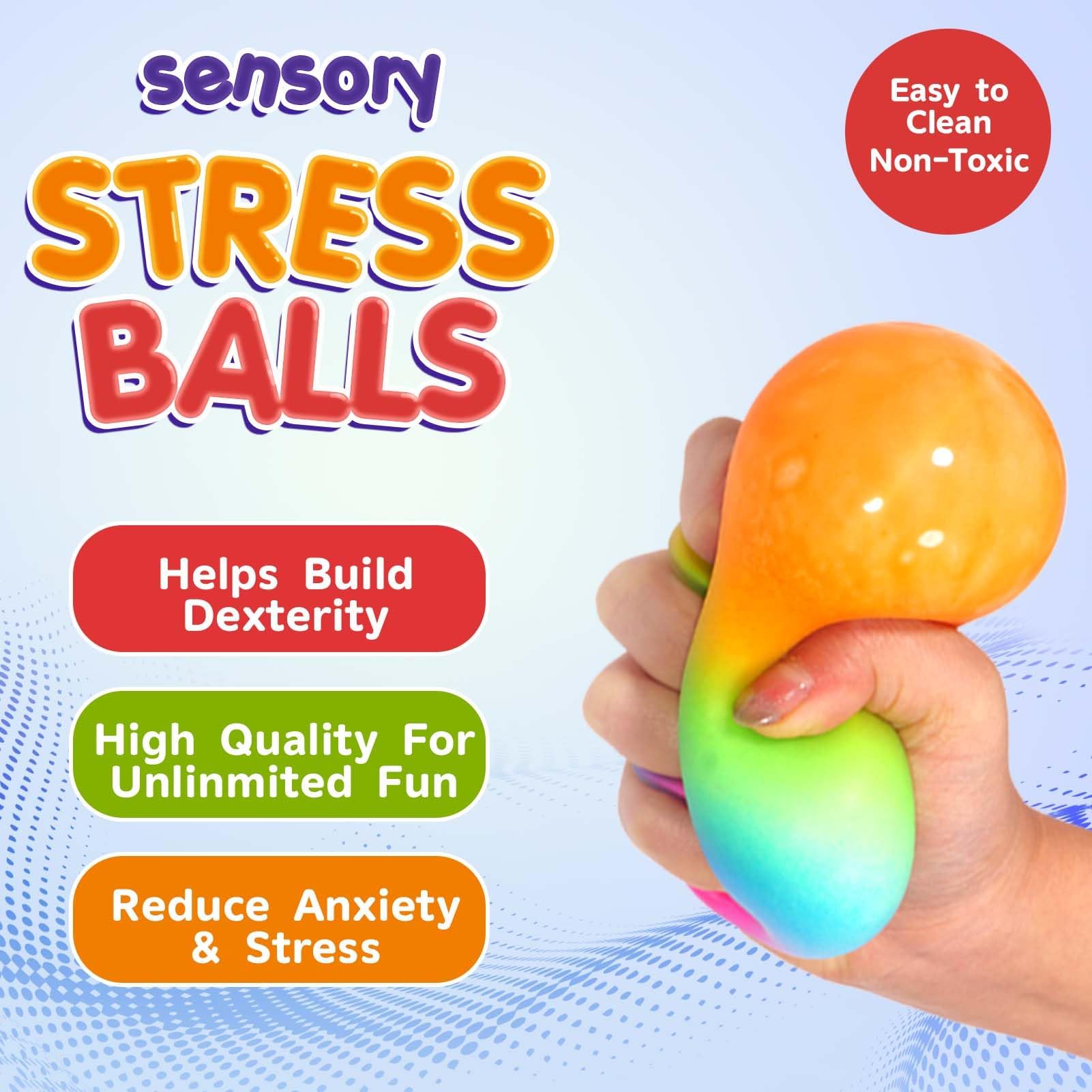 22 Pack Stress Balls Set - Fruit Sensory Toys Squishy Balls for Adults - Stress Relief Fidget Toys for Hand Thrapy, Calming Tool for Autism, Anxiety, ADHD - Party Favors, Classroom Prizes